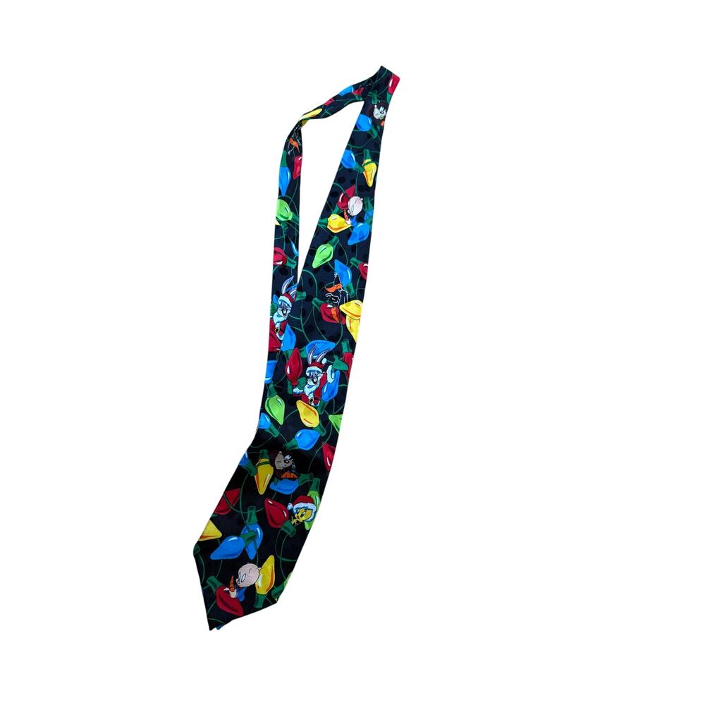 Vintage 90s Looney Tunes Mania Christmas light and character tie
